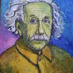 Albert Einstein. Oil and acrylic om canvas.