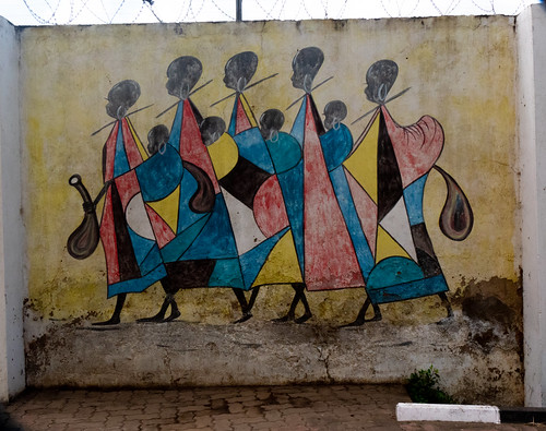 Maasai Women Walking to Market with Babies and Milk Gourds, Tinga Tinga Mural