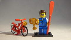 Brick Yourself Custom Lego Minifigure - Athlete with Oar, Bicycle & Trophy