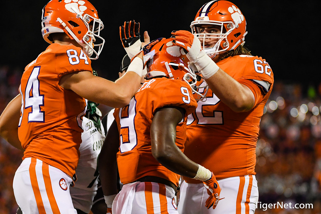 Clemson Football Photo of Cade Stewart and Travis Etienne and charlotte