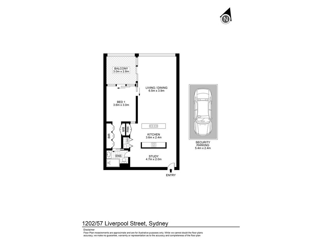 1202/157 Liverpool Street, Sydney NSW 2000 floorplan