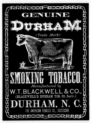Bull Durham Trade Mark.  It would be interesting to know exactly what Barr and (John) Durham are smoking., From FlickrPhotos