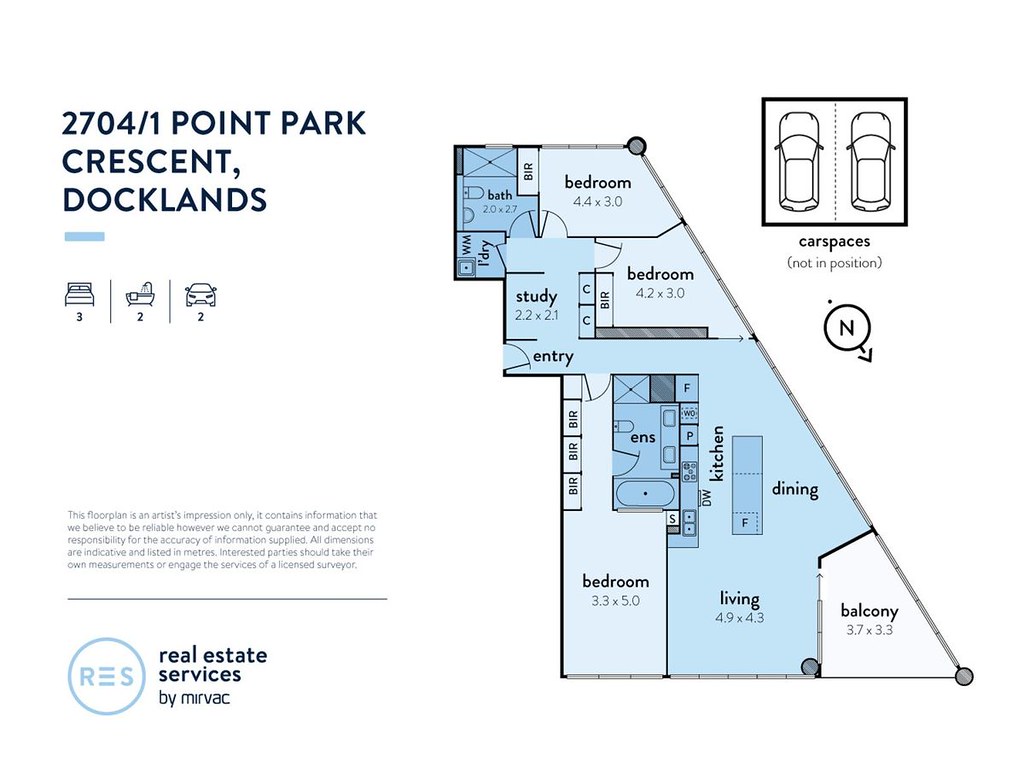 2704/1 Point Park Crescent, Docklands VIC 3008 floorplan