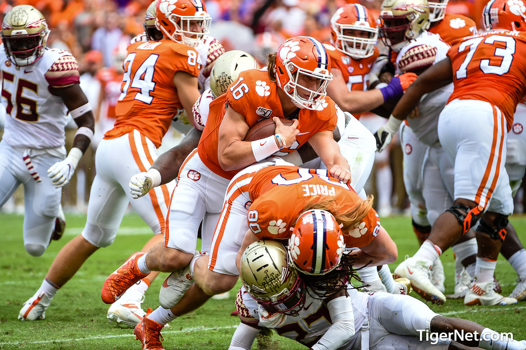 Clemson Football Photo of Luke Price and Trevor Lawrence and Florida State