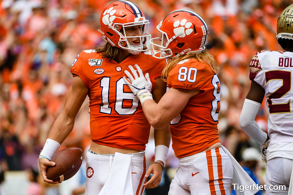 Clemson Football Photo of Luke Price and Trevor Lawrence and Florida State