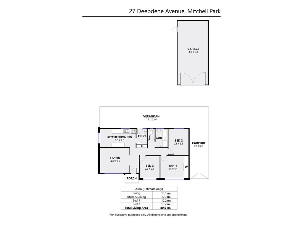 27 Deepdene Avenue, Mitchell Park SA 5043 floorplan