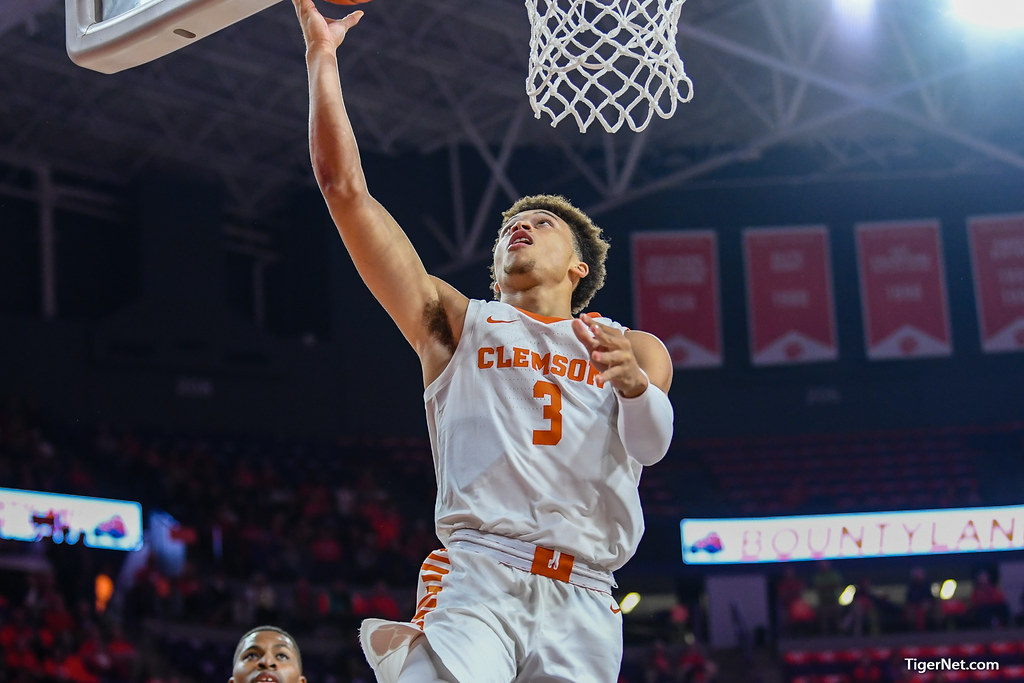 Clemson Basketball Photo of Chase Hunter and Virginia Tech