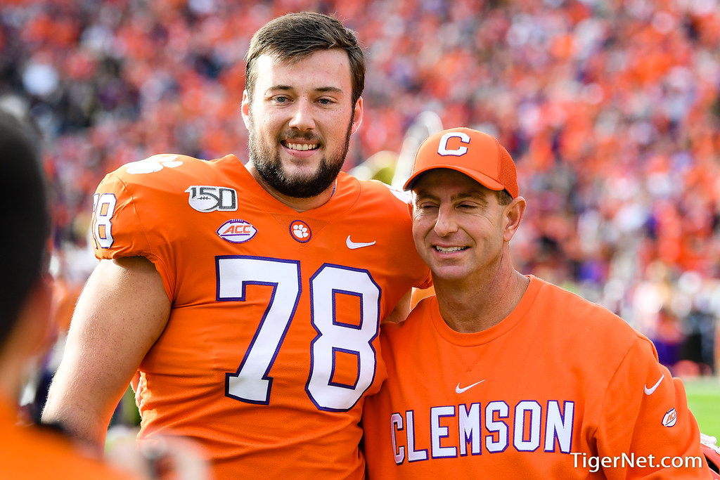 Clemson Football Photo of Chandler Reeves and Dabo Swinney and Wake Forest