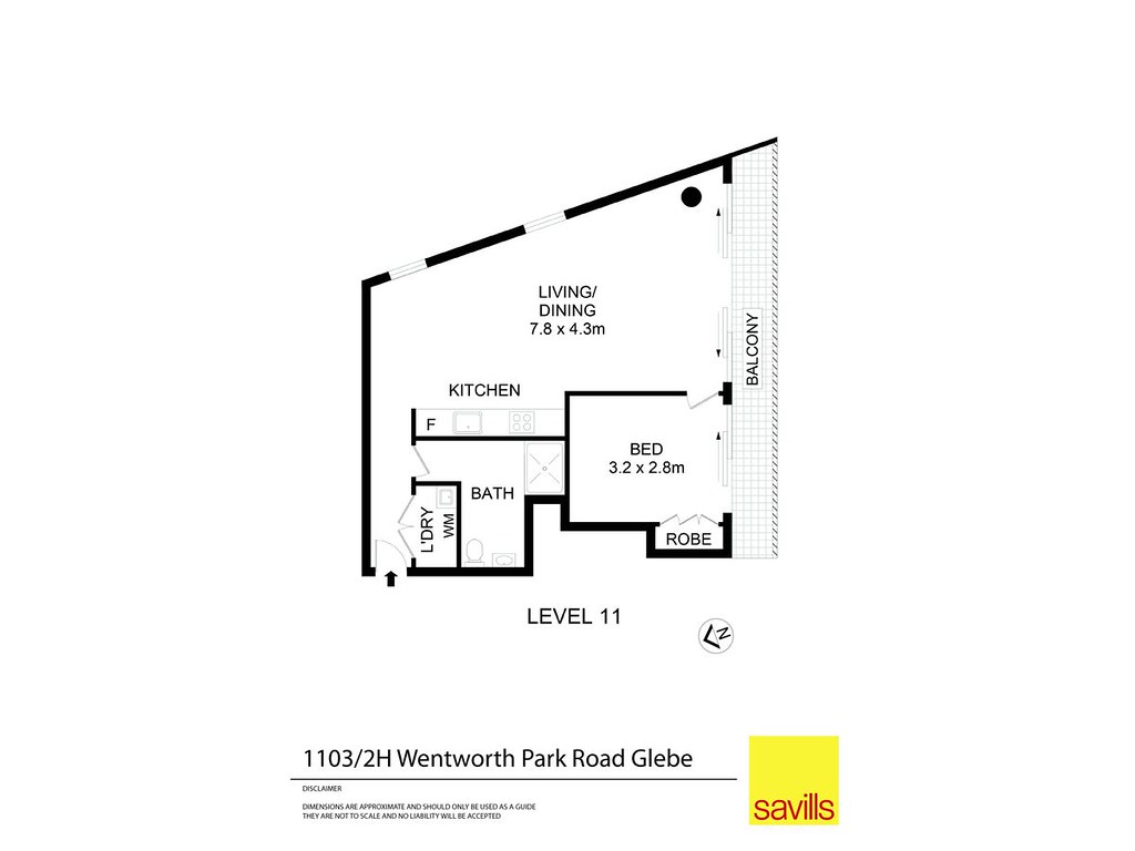 1103/2H Wentworth Park Road, Glebe NSW 2037 floorplan