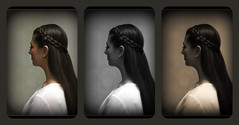A Female Profile Portrait Displayed in a Triptych Photo