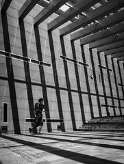 Running to Class, The Sirindhorn Science Home at Thailand Science Park in B&W
