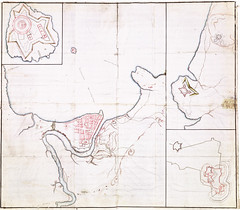 Kart over Trondhjem med festningsverk (ca. 1695)