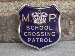 Vintage Metropolitan Police School Crossing Patrol Enamel Blue Enamel Cap Badge