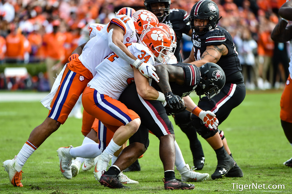 Clemson Football Photo of Logan Rudolph and Tavien Feaster and South Carolina