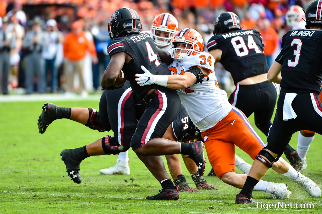 Clemson Football Photo of Logan Rudolph and Tavien Feaster and South Carolina