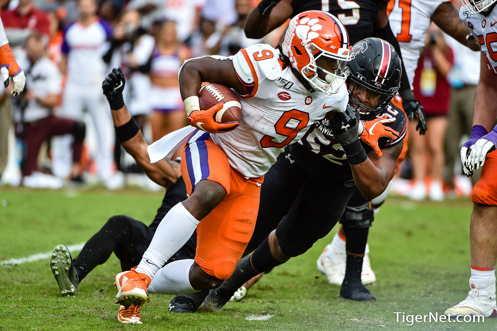 Clemson Football Photo of Travis Etienne and South Carolina