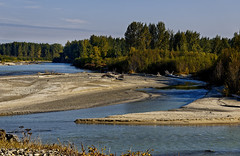 Watchable Nature Amongst the Rivers. A view from a highpoint along the bridge of the railroad crossing with the Talkeetna River