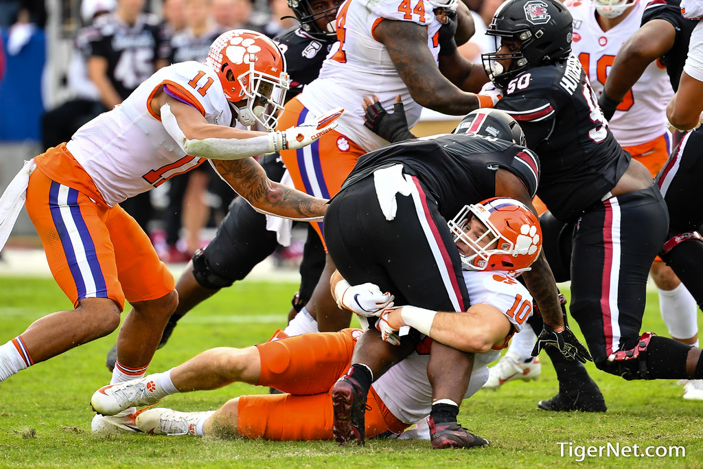 Clemson Football Photo of Brannon Spector and Tavien Feaster and South Carolina
