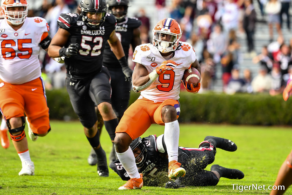 Clemson Football Photo of Travis Etienne and South Carolina