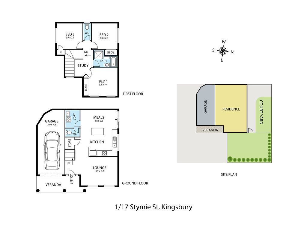 1/17 Stymie Street, Kingsbury VIC 3083 floorplan