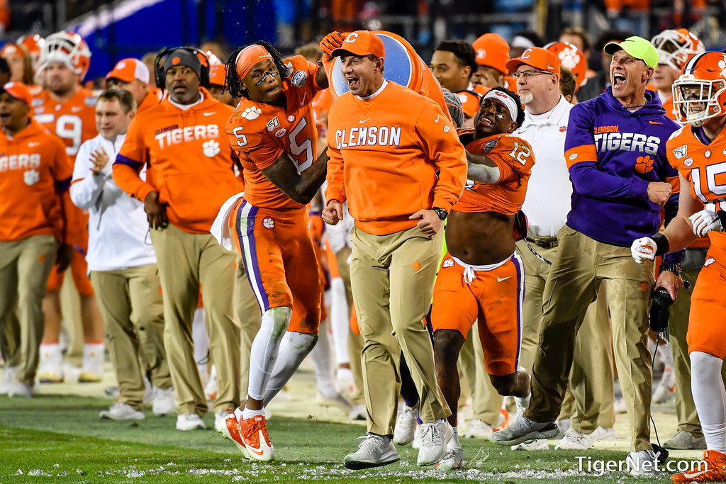 Clemson Football Photo of Dabo Swinney and kvonwallace and Tee Higgins and Virginia
