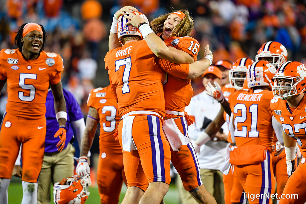 Clemson Football Photo of Chase Brice and Trevor Lawrence and Virginia