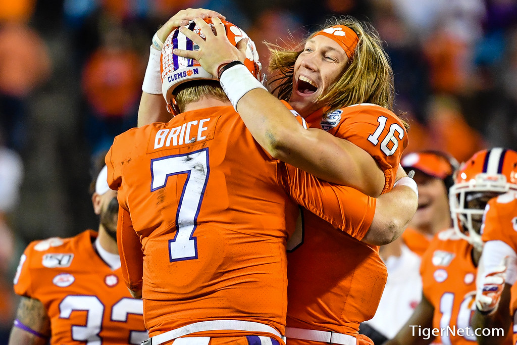 Clemson Football Photo of Chase Brice and Trevor Lawrence and Virginia