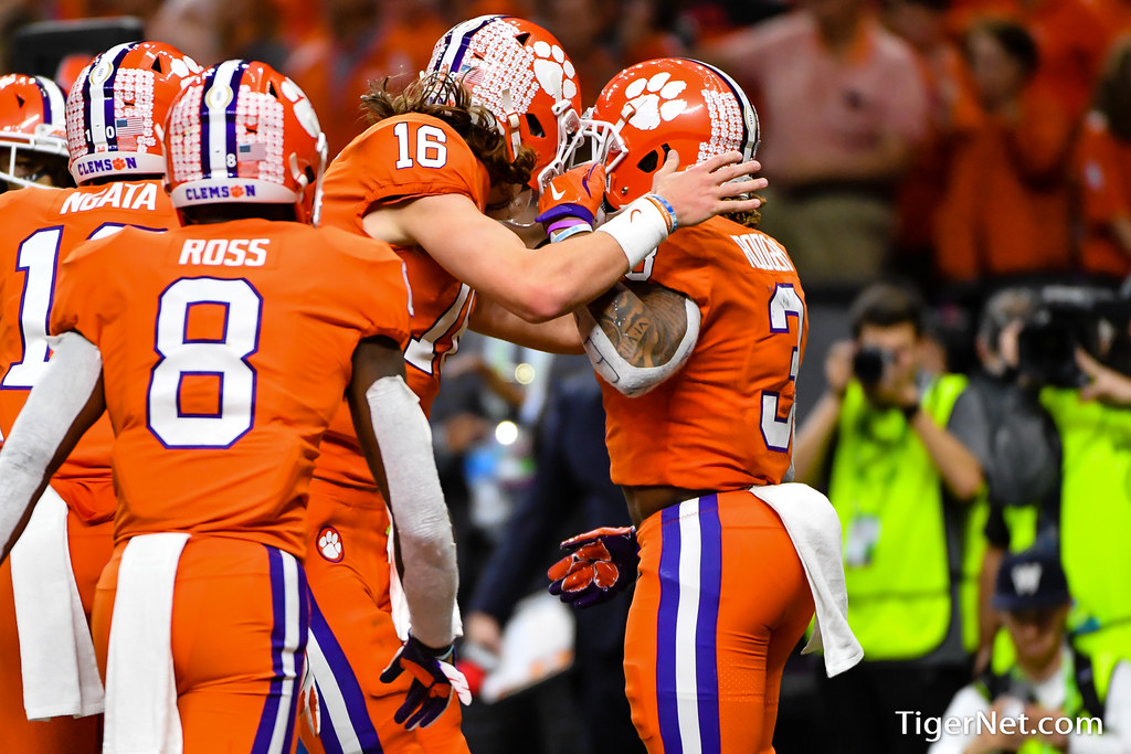 Clemson Football Photo of Amari Rodgers and Trevor Lawrence and lsu