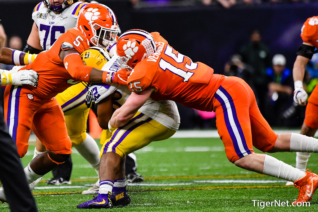 Clemson Football Photo of Jake Venables and KJ Henry and lsu