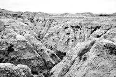 A Minimalist Look to Badlands and Their Formations at White River Valley Overlook (Black & White, Badlands National Park)