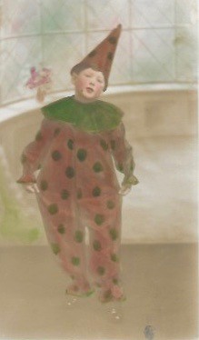 Studio Photograph of a child dressed as a pierrot