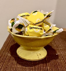 44/366 Lemoncello sweets in a lemon dish.