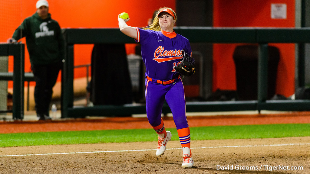 Clemson Softball Photo of Bailey Taylor and michiganstate