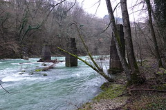 Ruins of old bridge @ Trail along the Valserine river