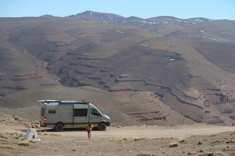 High Altas Mountains, Morocco, Africa (overlanding dirt road R704 im our Sprinter Van)
