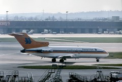 D-AHLL Hapag-Lloyd Boeing 727-081 seen from the top deck of Car Park 2 at London Heathrow on JAT flight JU211