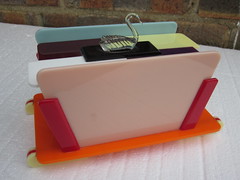 Vintage Multi Coloured Early Plastic Kitsch Lidded Box 1950's ?