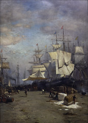 Samuel Colman, Jr., Ships Unloading, New York