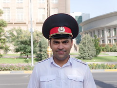 a Police officer in central Dushanbe.