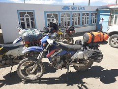 Travellers with the motos, Karakul.