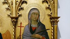 Simone Martini, Annunciation, detail with Saint Margaret