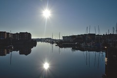 Sunshine reflection at Liverpool Docks