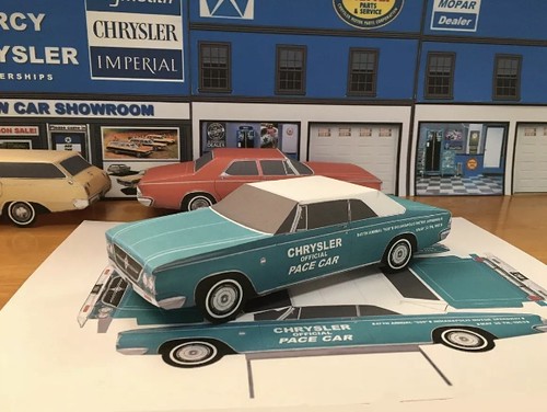 Papercraft 1965 Plymouth Sport Fury pace car top up convert  EZU-make Paper Car 