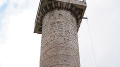 Column of Trajan, grief, suicide, and panic among Dacians (scenes 120-122); Romans build stone fort (scene 128); Roman calvary charges fleeing Dacians (scene 144); Romans capture Dacians (scene 150)