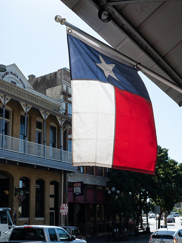 Texas flag hanging downtown San Antonio