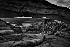 Another Direction and View Seen Through Mesa Arch (Black & White, Canyonlands National Park)
