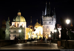 View along Karluv Most at Night, Prague, Czech Republic