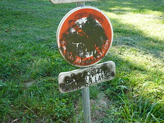 Sign in need of cleaning @ Bois des Glaisins @ Annecy-le-Vieux