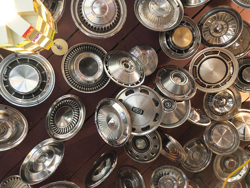 Hubcaps on the ceiling - Chuy’s,  Austin Texas