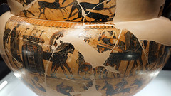 Kleitias and Ergotimos, François Vase, detail of wedding procession with Athena (and ?) on a chariot, Doris and the sea god Nereus on foot